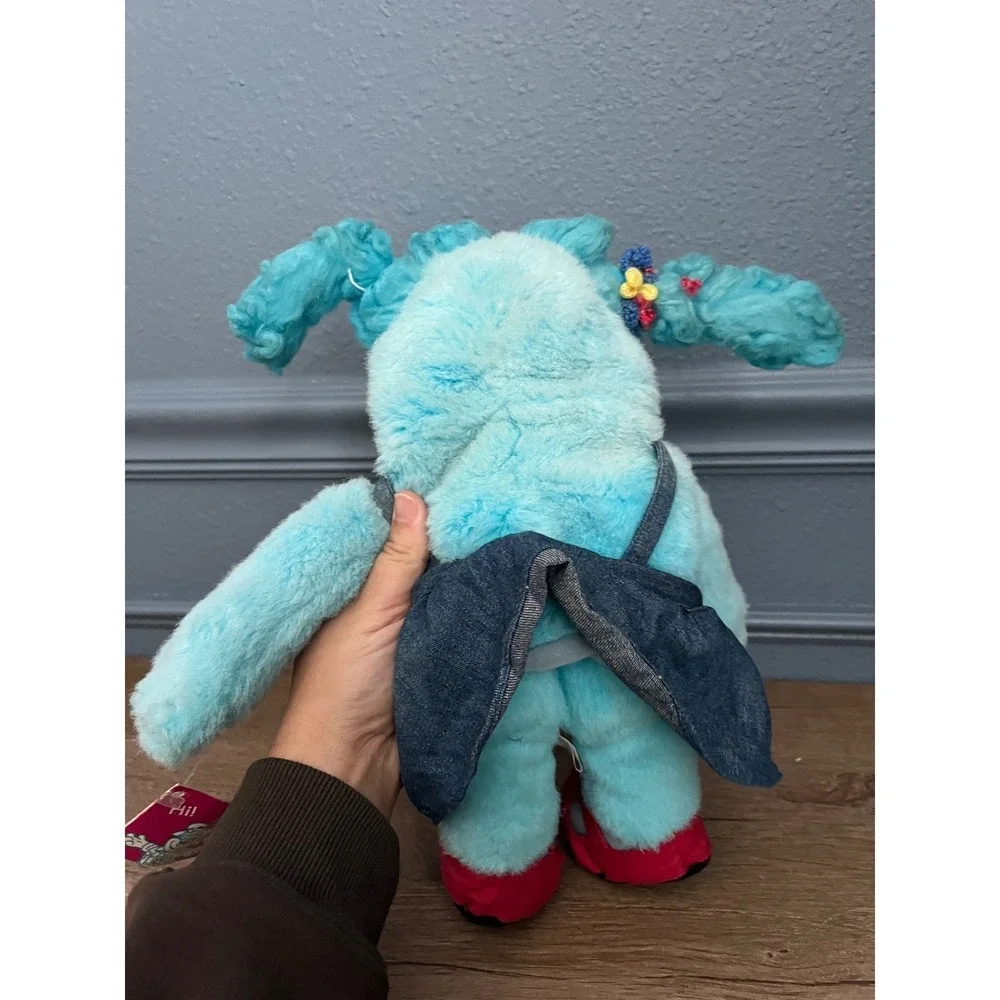Sesame Street Annie‎ Plush Toy Blue Dog Denim Dress Flower Hair Clip